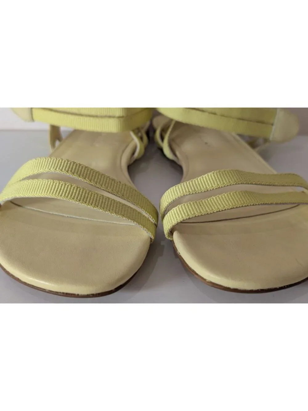 NEW Rebecca Allen Yellow Strappy Flat Leather Sandals, Size 6.5